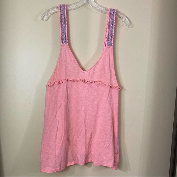 ASOS Peach Aztec Graphic Long Sleeveless Top Size 8 - Picture 1 of 7